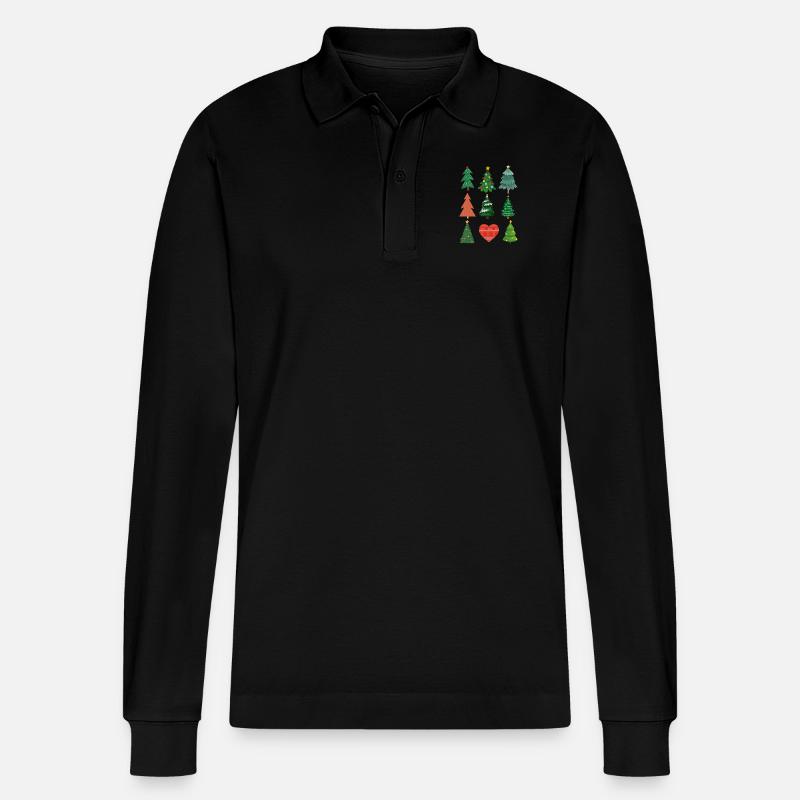 Herz-Weihnachtsbaum - Stanley/Stella Unisex Bio-Langarm-Poloshirt Prepster - Schwarz