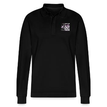 That's my daughter out there - Stanley/Stella Organic Unisex Long-Sleeved Polo Shirt Prepster - black - Front - Anna (173cm) & Nico (186cm)