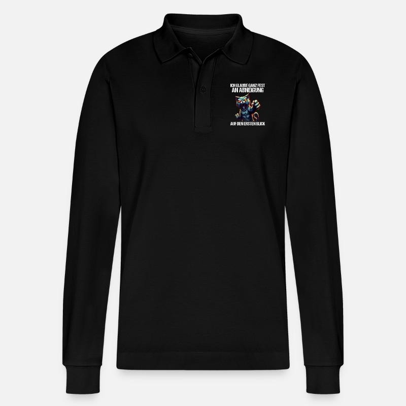Katze Kätzchen Katzenhalter Katzen Sarkasmus - Stanley/Stella Unisex Bio-Langarm-Poloshirt Prepster - Schwarz