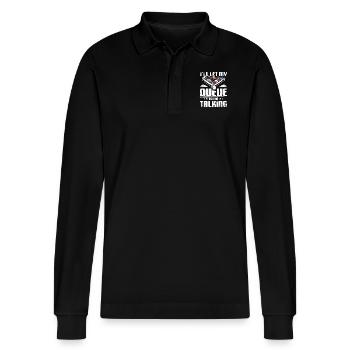 Je vais laisser mon billard faire la queue pour parler - Polo à manches longues bio PREPSTER Stanley/Stella Unisexe - noir - Devant - Anna (173cm) & Nico (186cm)