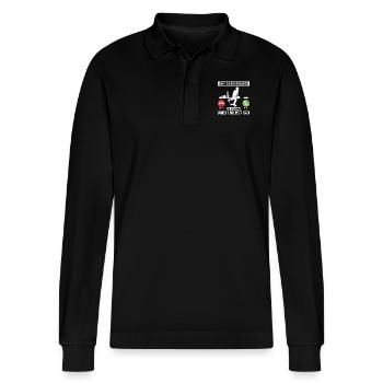 My skateboard is calling and I have to go - Stanley/Stella Organic Unisex Long-Sleeved Polo Shirt Prepster - black - Front - Anna (173cm) & Nico (186cm)