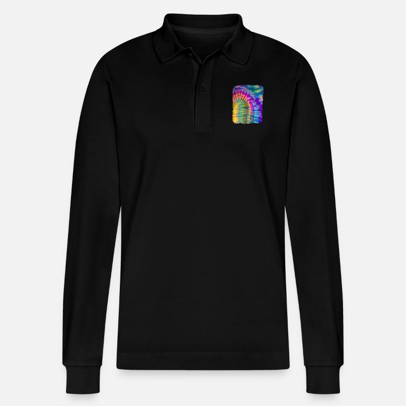 Tie Dye Batik - Stanley/Stella Unisex Bio-Langarm-Poloshirt Prepster - Schwarz