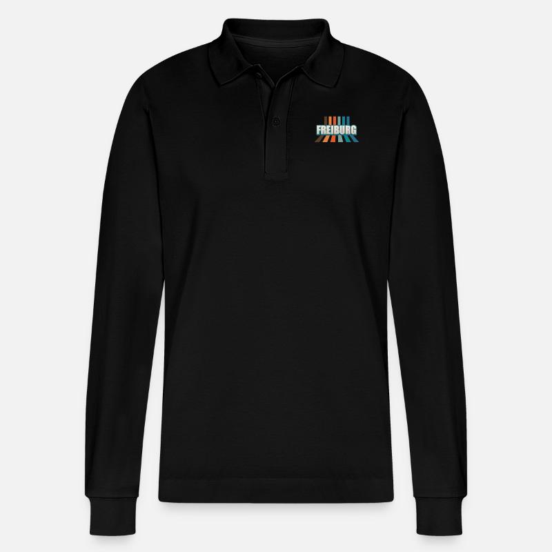 Freiburgerin Freiburger Freiburg - Stanley/Stella Unisex Bio-Langarm-Poloshirt Prepster - Schwarz
