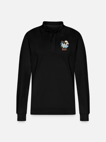 Surfing Surf Surfer - Stanley/Stella Organic Unisex Long-Sleeved Polo Shirt Prepster - black