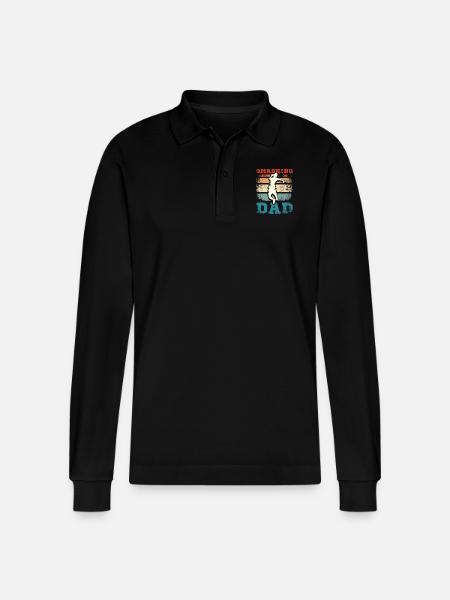 Father's day Smashing badminton dad - Stanley/Stella Organic Unisex Long-Sleeved Polo Shirt Prepster - black
