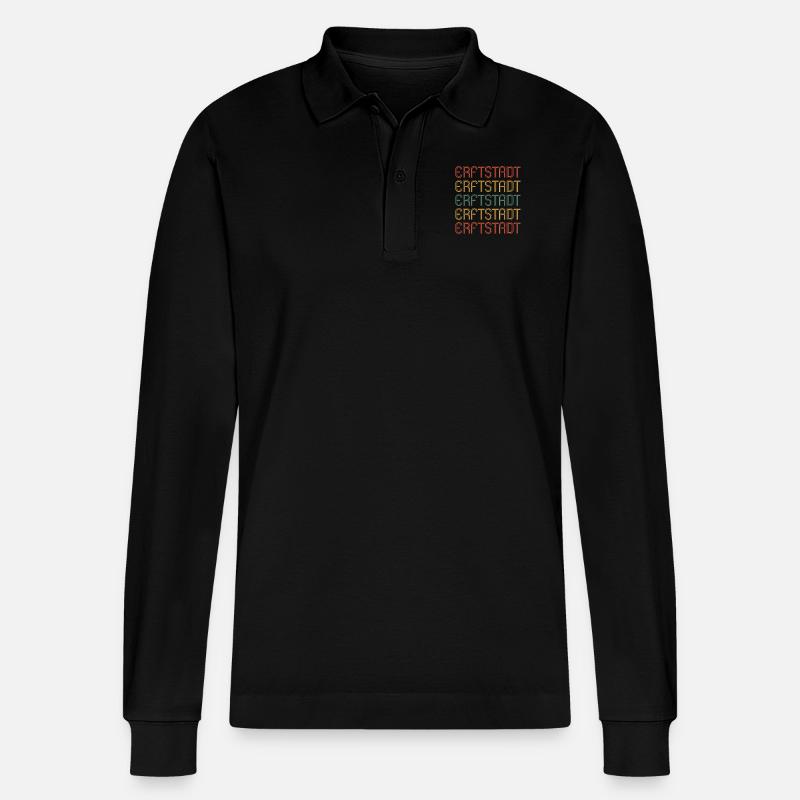 Erftstadterin Erftstadter Erftstadt - Stanley/Stella Unisex Bio-Langarm-Poloshirt Prepster - Schwarz