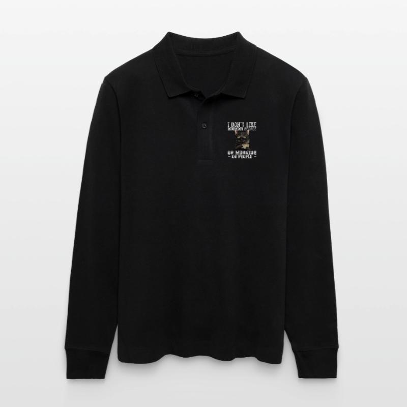 Ich mag keine Morgenmenschen oder Morgenmenschen oder Menschen Stanley/Stella Unisex Bio-Langarm-Poloshirt Prepster