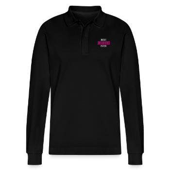 best boyfriend ever - Stanley/Stella Organic Unisex Long-Sleeved Polo Shirt Prepster - black - Front - Anna (173cm) & Nico (186cm)