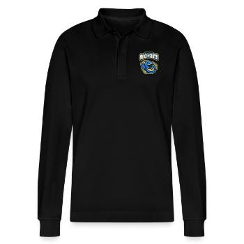 Marine Conservation - Stanley/Stella Organic Unisex Long-Sleeved Polo Shirt Prepster - black - Front - Anna (173cm) & Nico (186cm)