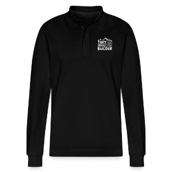 Tiny house builder - Stanley/Stella Organic Unisex Long-Sleeved Polo Shirt Prepster - black - Front - Anna (173cm) & Nico (186cm)