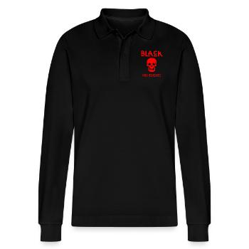 Black Red Edition - Stanley/Stella Organic Unisex Long-Sleeved Polo Shirt Prepster - black - Front - Anna (173cm) & Nico (186cm)