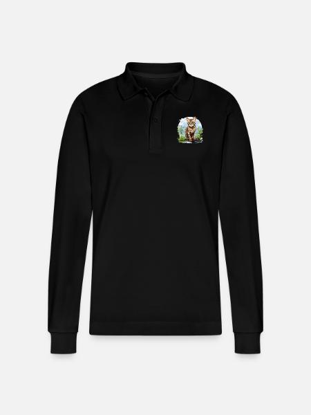 Bengal Cat Bengalkatze - Stanley/Stella Unisex Bio-Langarm-Poloshirt Prepster - Schwarz