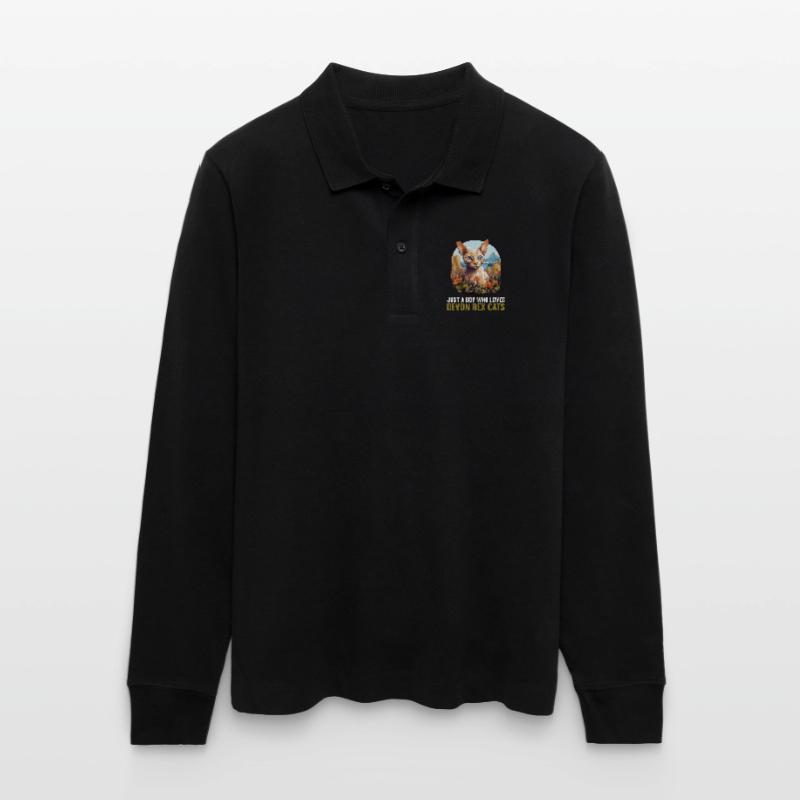 Devon Rex Kitten Devon Rex Cat Stanley/Stella Organic Unisex Long-Sleeved Polo Shirt Prepster
