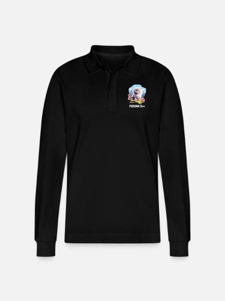 Persian Cat Perserkatze - Stanley/Stella Organic Unisex Long-Sleeved Polo Shirt Prepster - black