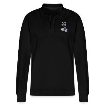 Motorrad Chopper Motorradfahrer Biker Lebensgefühl - Stanley/Stella Unisex Bio-Langarm-Poloshirt Prepster - Schwarz - Vorne - Anna (173cm) & Nico (186cm)