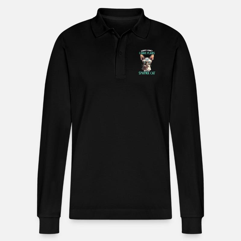 Sphynx Kätzchen Sphynx Katze - Stanley/Stella Unisex Bio-Langarm-Poloshirt Prepster - Schwarz