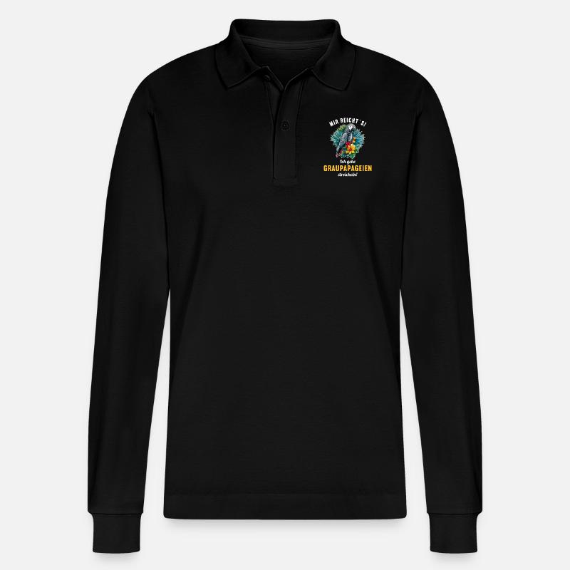 Graupapageien Graupapagei - Stanley/Stella Unisex Bio-Langarm-Poloshirt Prepster - Schwarz