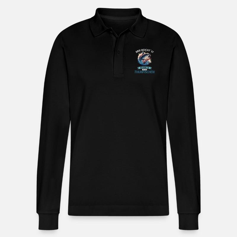 Tuna Thunfische Thunfisch - Stanley/Stella Unisex Bio-Langarm-Poloshirt Prepster - Schwarz