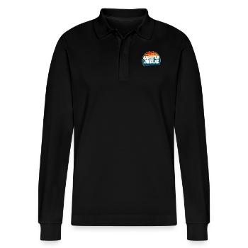 Leave The Judgin' To Jesus - Stanley/Stella Organic Unisex Long-Sleeved Polo Shirt Prepster - black - Front - Anna (173cm) & Nico (186cm)