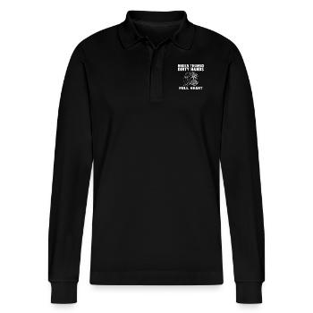 Grüne Daumen Schmutzige Hände Volle Herzen - Stanley/Stella Unisex Bio-Langarm-Poloshirt Prepster - Schwarz - Vorne - Anna (173cm) & Nico (186cm)