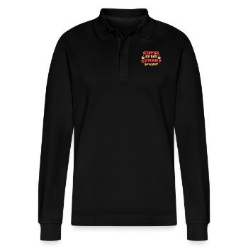 Kaffee bei Tag Komödie bei Nacht Komiker - Stanley/Stella Unisex Bio-Langarm-Poloshirt Prepster - Schwarz - Vorne - Anna (173cm) & Nico (186cm)