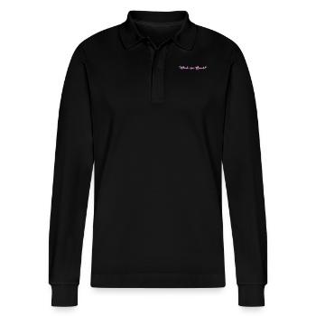 What's For Lunch? - Stanley/Stella Organic Unisex Long-Sleeved Polo Shirt Prepster - black - Front - Anna (173cm) & Nico (186cm)