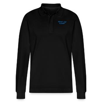 What's For Lunch? - Stanley/Stella Organic Unisex Long-Sleeved Polo Shirt Prepster - black - Front - Anna (173cm) & Nico (186cm)
