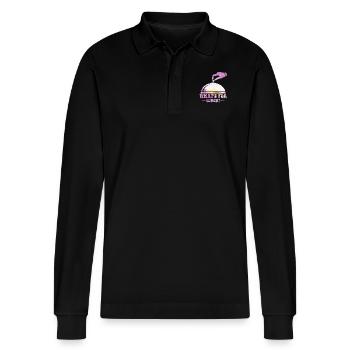What's For Lunch? - Stanley/Stella Organic Unisex Long-Sleeved Polo Shirt Prepster - black - Front - Anna (173cm) & Nico (186cm)