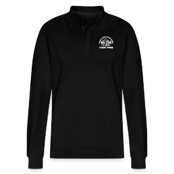 Your Ride Your Vibe Your Time - Stanley/Stella Organic Unisex Long-Sleeved Polo Shirt Prepster - black - Front - Anna (173cm) & Nico (186cm)