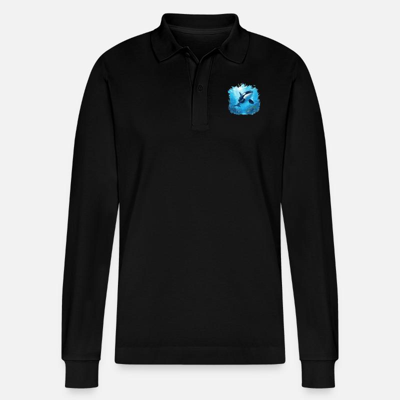 Orcas Orca - Stanley/Stella Unisex Bio-Langarm-Poloshirt Prepster - Schwarz