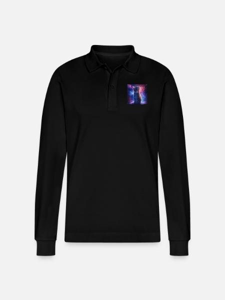 Cat - Stanley/Stella Organic Unisex Long-Sleeved Polo Shirt Prepster - black