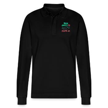 Daten oder es ist nicht passiert für Studenten - Stanley/Stella Unisex Bio-Langarm-Poloshirt Prepster - Schwarz - Vorne - Anna (173cm) & Nico (186cm)
