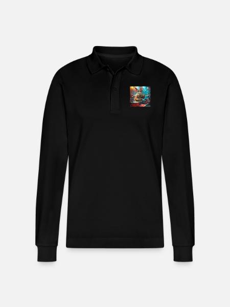 Rabbit - Stanley/Stella Organic Unisex Long-Sleeved Polo Shirt Prepster - black