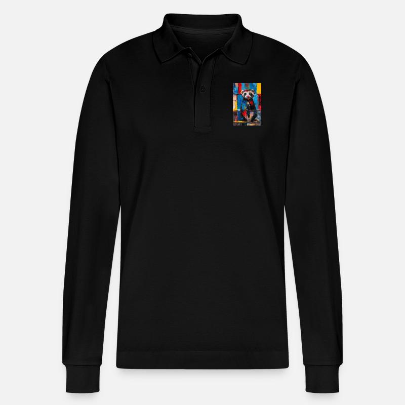 Frettchen - Stanley/Stella Unisex Bio-Langarm-Poloshirt Prepster - Schwarz