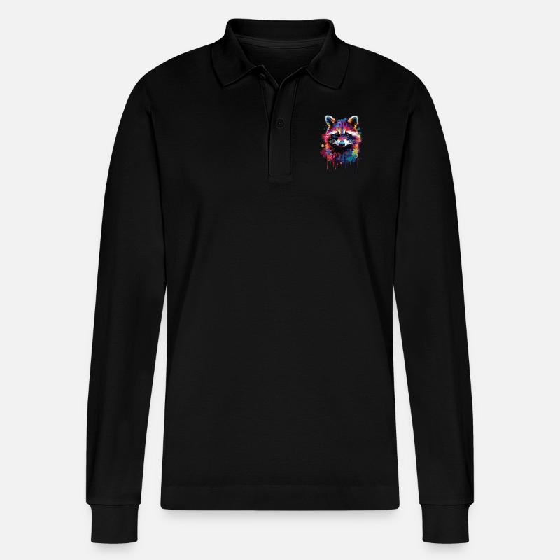 Waschbär - Stanley/Stella Unisex Bio-Langarm-Poloshirt Prepster - Schwarz