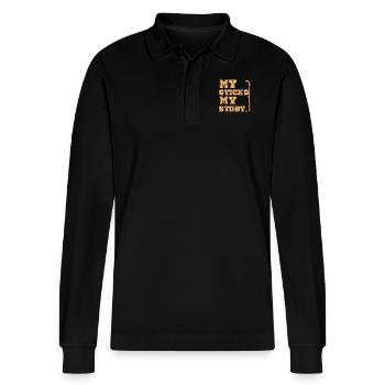 Arnis Eskrima Kali Philippinischer Martial - Stanley/Stella Unisex Bio-Langarm-Poloshirt Prepster - Schwarz - Vorne - Anna (173cm) & Nico (186cm)