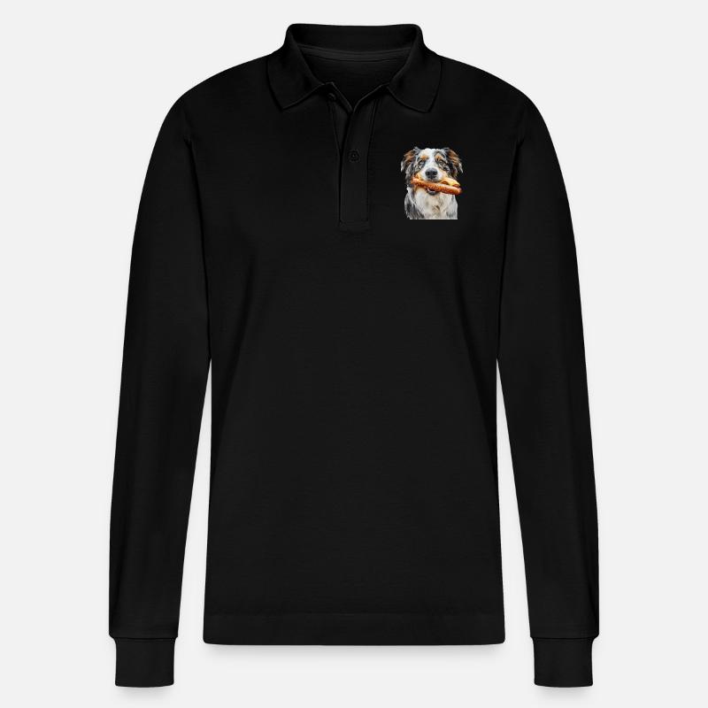 Australischer Schäferhund - Stanley/Stella Unisex Bio-Langarm-Poloshirt Prepster - Schwarz