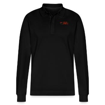 Arnis Eskrima Kali Philippinische Kunst - Stanley/Stella Unisex Bio-Langarm-Poloshirt Prepster - Schwarz - Vorne - Anna (173cm) & Nico (186cm)
