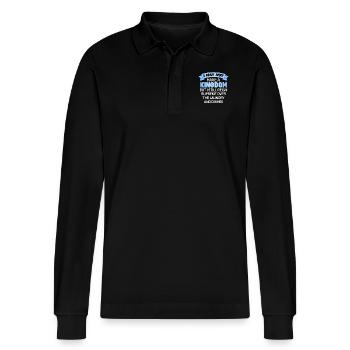 Herrschaft über Wäsche und Geschirr Hausfrau - Stanley/Stella Unisex Bio-Langarm-Poloshirt Prepster - Schwarz - Vorne - Anna (173cm) & Nico (186cm)