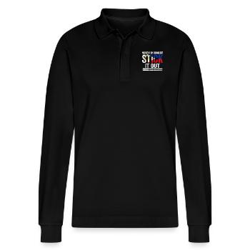 Arnis Eskrima Kali Filipino FMA - Stanley/Stella Organic Unisex Long-Sleeved Polo Shirt Prepster - black - Front - Anna (173cm) & Nico (186cm)