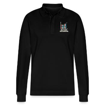 Daten oder es ist nicht passiert für Studenten - Stanley/Stella Unisex Bio-Langarm-Poloshirt Prepster - Schwarz - Vorne - Anna (173cm) & Nico (186cm)