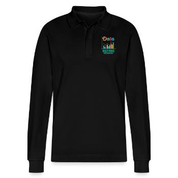 Daten oder es ist nicht passiert für Studenten - Stanley/Stella Unisex Bio-Langarm-Poloshirt Prepster - Schwarz - Vorne - Anna (173cm) & Nico (186cm)
