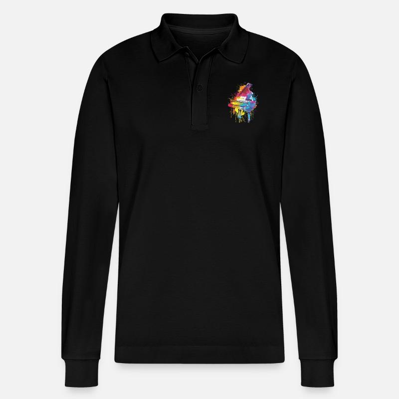 Klavier - Stanley/Stella Unisex Bio-Langarm-Poloshirt Prepster - Schwarz
