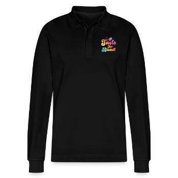 Schmecke den Keks Schmecke die Güte - Stanley/Stella Unisex Bio-Langarm-Poloshirt Prepster - Schwarz - Vorne - Anna (173cm) & Nico (186cm)