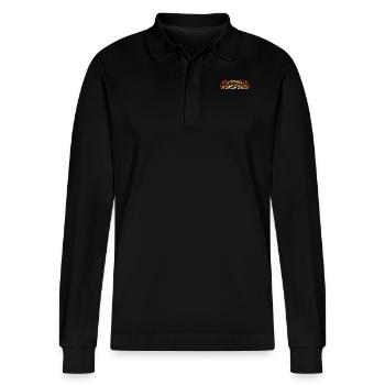 Butthole Whisperer - Stanley/Stella Organic Unisex Long-Sleeved Polo Shirt Prepster - black - Front - Anna (173cm) & Nico (186cm)