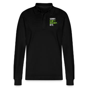 Sorry Can't Hockey Bye Hockey Lover - Stanley/Stella Organic Unisex Long-Sleeved Polo Shirt Prepster - black - Front - Anna (173cm) & Nico (186cm)