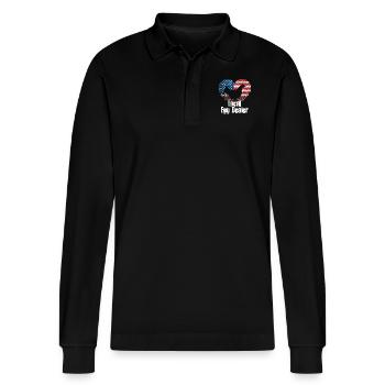 Lokaler Eierhändler Hühnerbesitzer Züchter - Stanley/Stella Unisex Bio-Langarm-Poloshirt Prepster - Schwarz - Vorne - Anna (173cm) & Nico (186cm)