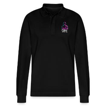 Cybersicherheitsexpertise von ethischen Hackern - Stanley/Stella Unisex Bio-Langarm-Poloshirt Prepster - Schwarz - Vorne - Anna (173cm) & Nico (186cm)