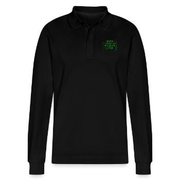 Cybersicherheitsexpertise von ethischen Hackern - Stanley/Stella Unisex Bio-Langarm-Poloshirt Prepster - Schwarz - Vorne - Anna (173cm) & Nico (186cm)