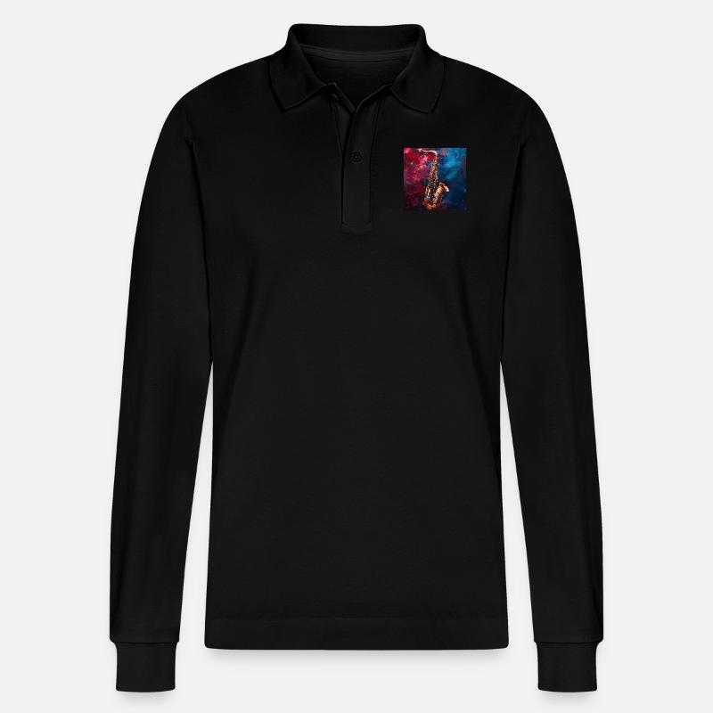 Saxophon - Stanley/Stella Unisex Bio-Langarm-Poloshirt Prepster - Schwarz